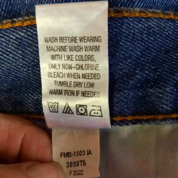 BLUE MOUNTAIN MENS NWT BLUE DENIM UTILITY CARPENTER WORK PANTS 44X30 RELAXED FIT - Picture 9 of 9